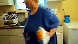 Watch this nightmarish old bitch, man! This experienced harlot is my neighbour. That Sweetheart takes off her clothes to show her saggy love tits and cellulite butt.